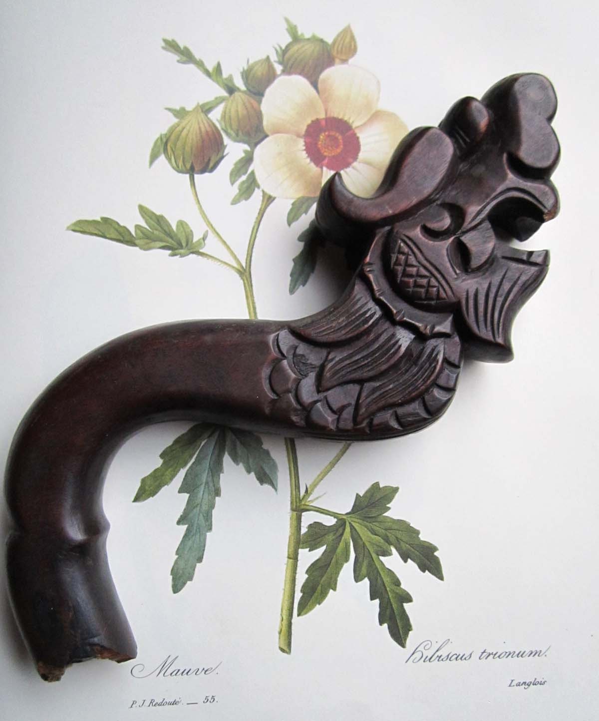 Vintage Wood Carved Dragons Head
