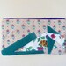 the coming up flowers and triangles clutch ... vintage fabric, eco-friendly zipper clutch