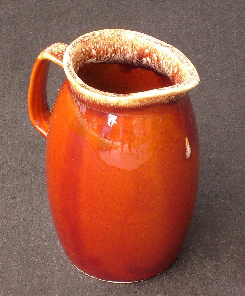 Hull Pitcher Brown Drip Pattern Vintage