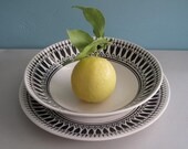 Vintage Plate and Bowl with Black and White Design