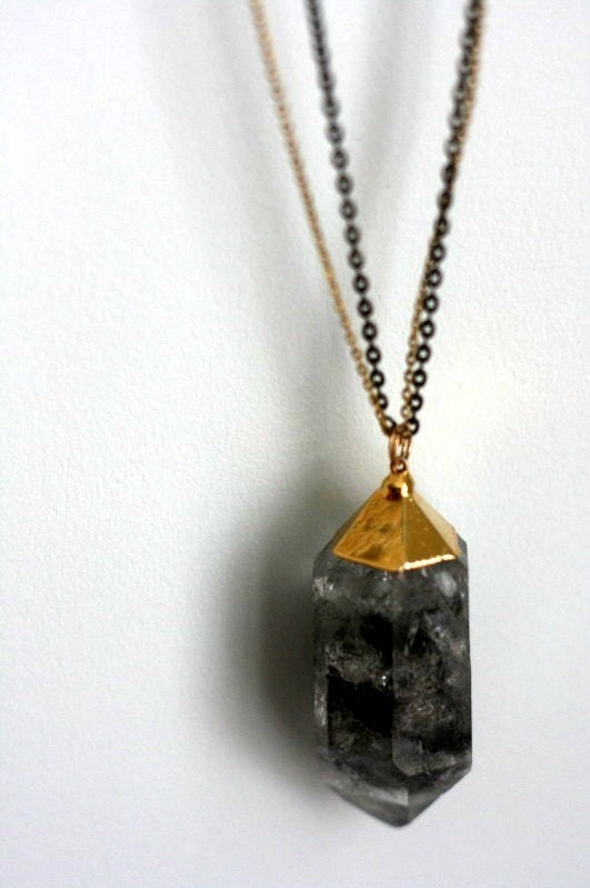 Gold Crystal Point Necklace