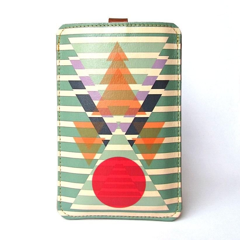 Leather iPhone/iTouch/HTC (desire/mozart) Case - Aztec Geometric design
