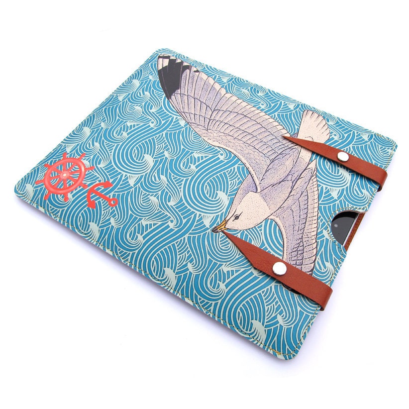 Leather New iPad case - Nautical design