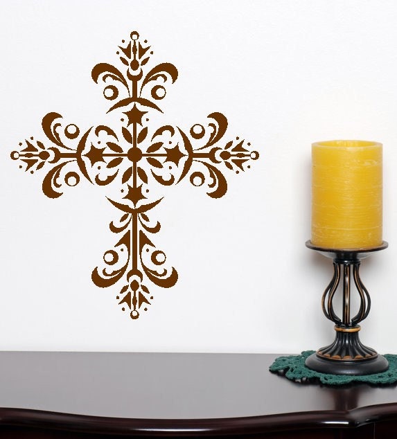 Decorative Cross vinyl decal sticker by twiceasnicelettering