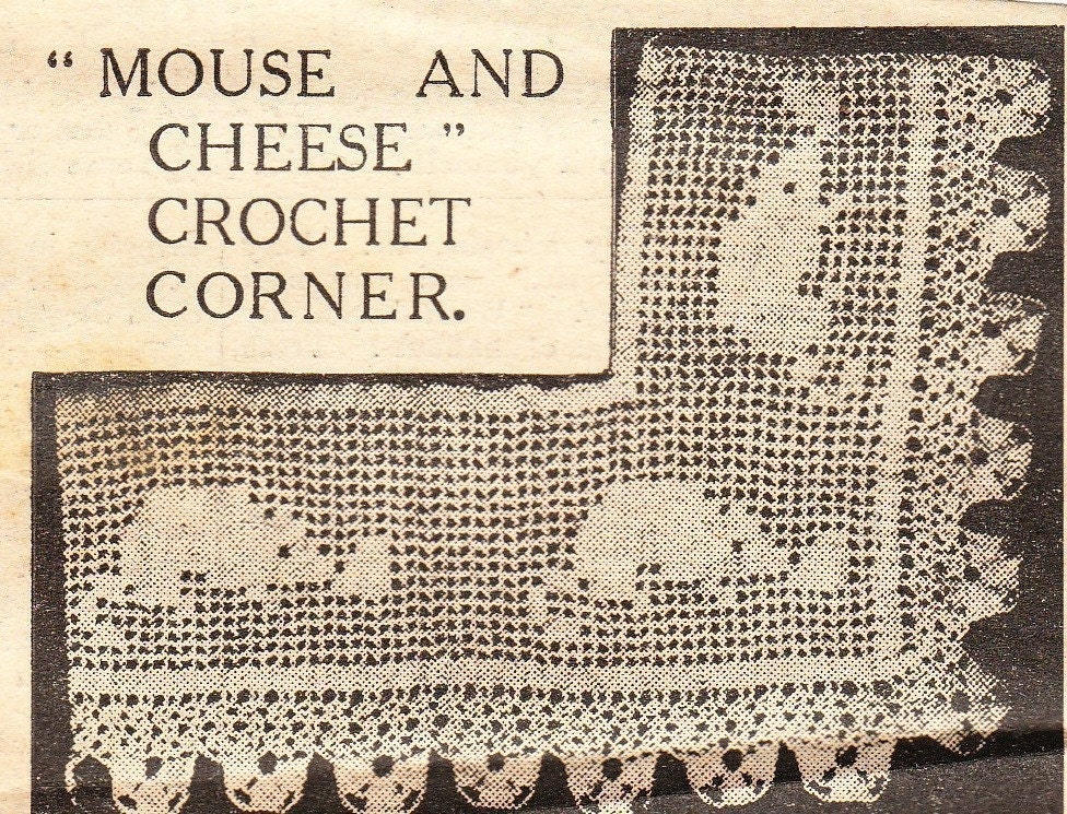 Vintage crochet pattern mouse and cheese edging 1913 pdf
