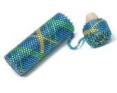 Beaded Needlecase Made to Order Diagonal Plaid Cross Stitch Quilting Hardanger Needlepoint Sewing