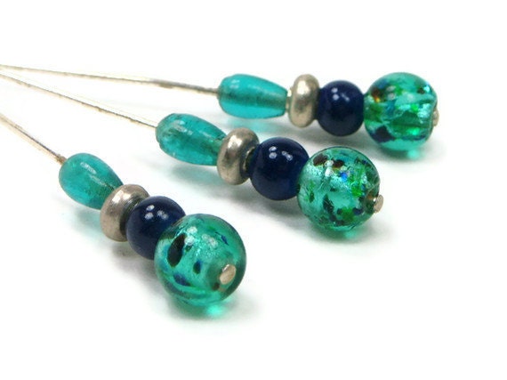 Counting Pins Needlepoint Marking Pins Caribbean Blue Green