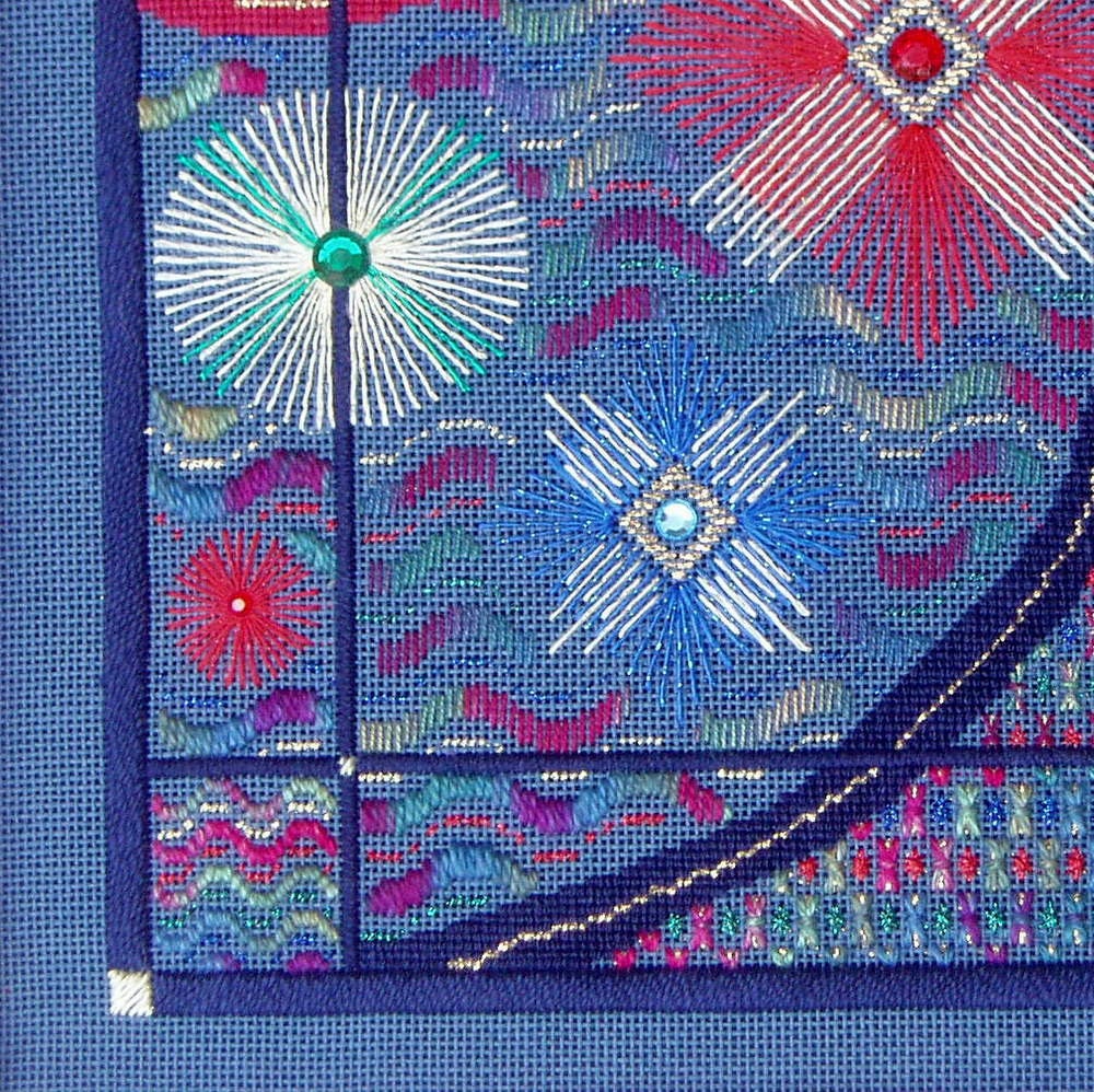 Fireworks, Counted Needlepoint, Framed, Independence Day, Fourth of July, Wall Art, TJBdesigns