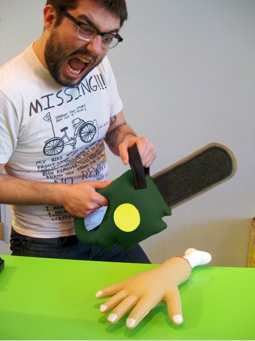Army Green Chainsaw and Severed Hand