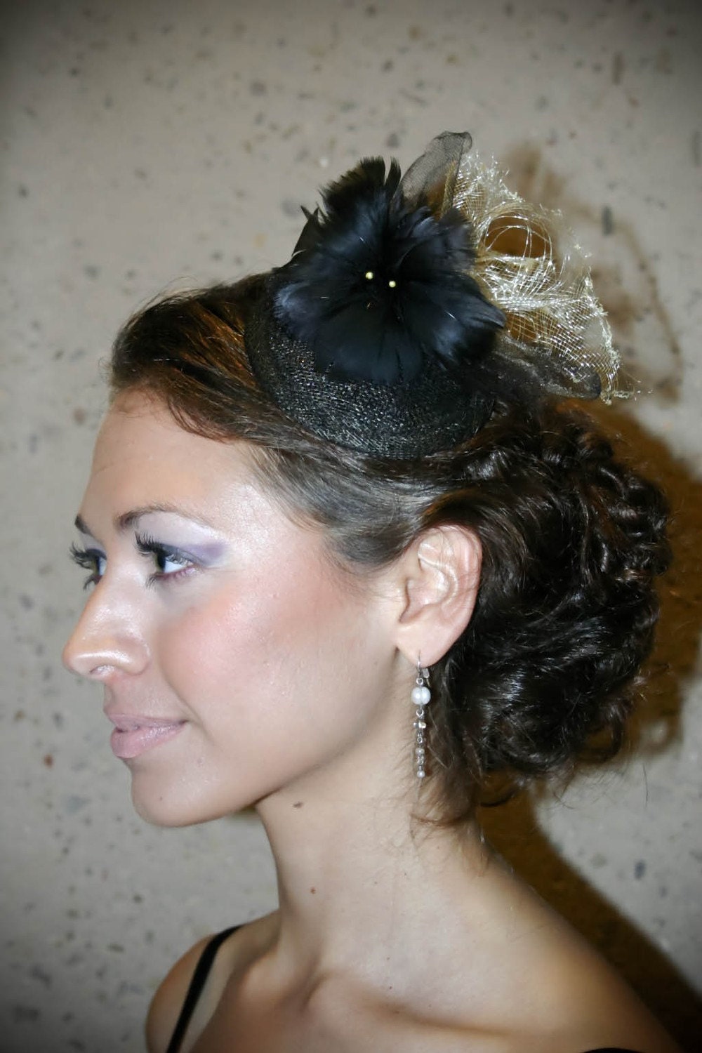 The Scarlet Cocktail Hat in Yellow by Love Charlie -hand made fascinator with feather mount and crinoline details