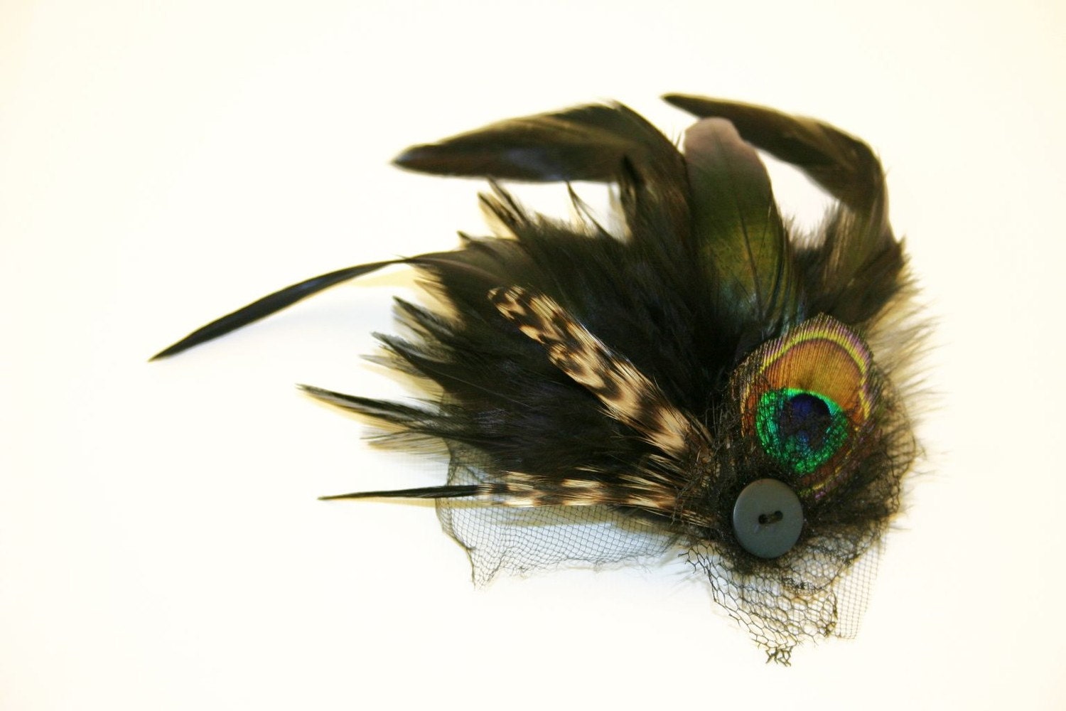 Penny Peacock Feather Fascinator Brooch Clip By Love Charlie SALE
