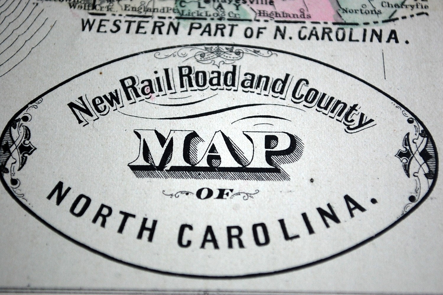 Ca. 1880 Hand Coloured New Rail Road and County Map of North Carolina