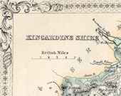 1862 Rare Hand-Coloured Antique Map of Kincardine Shire, Scotland