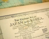 1902 Century Atlas Antique Map of Japan and Korea