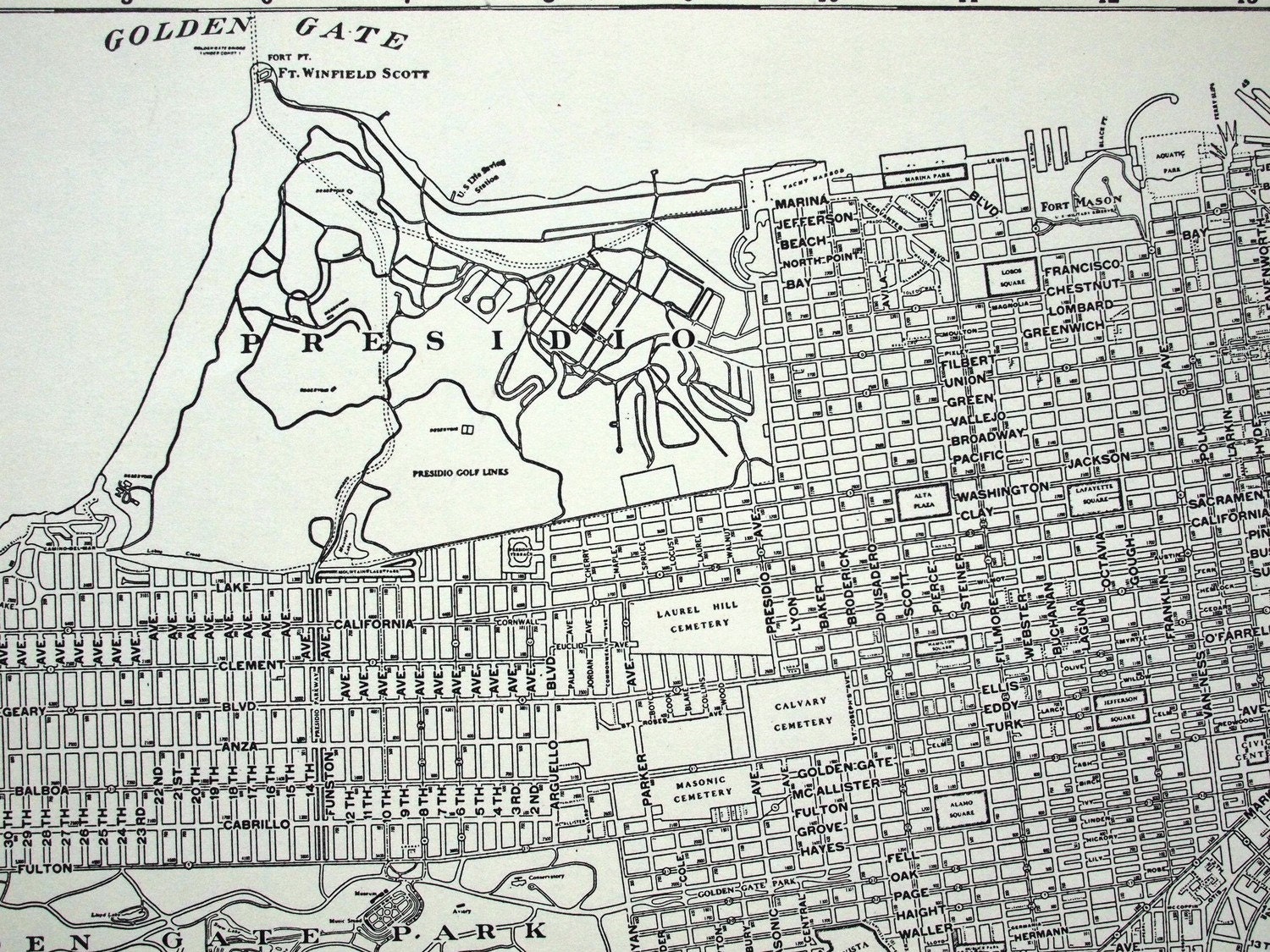 1937 Vintage City Map of San Francisco, California