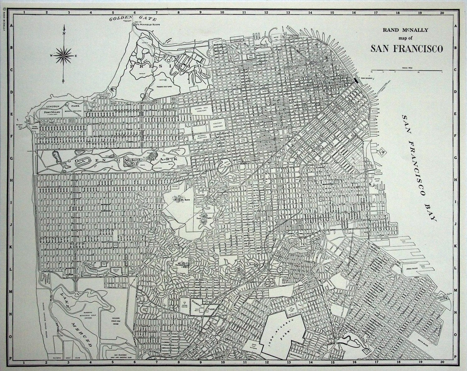 1937 Vintage City Map of San Francisco, California