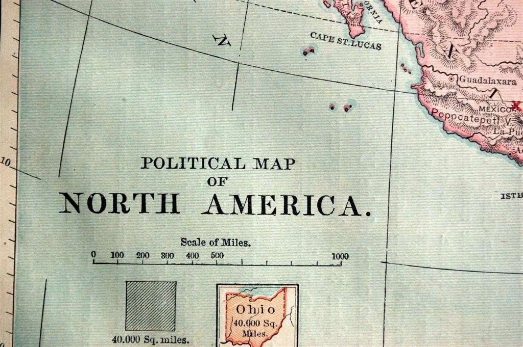 1882 Political Map of North America