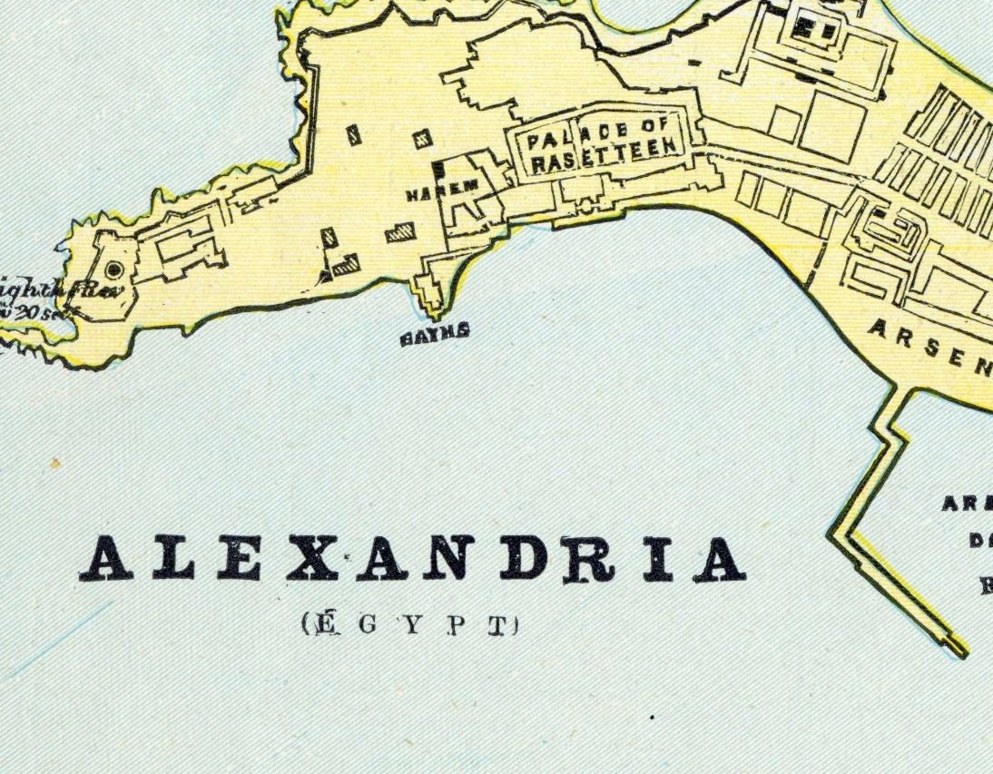 1888 Vintage Map Of Alexandria Egypt Old Street By Bananastrudel 1888 Vintage Map Of Alexandria Egypt Old Street By Bananastrudel