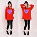 Adorable Vintage Giant HEART Sweater - bold red color, amazing oversized shape, so cozy and soft - FREE Worldwide Shipping