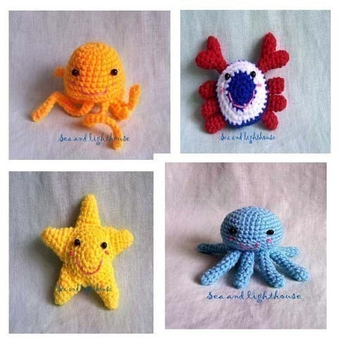 Instant Download Amigurumi Crochet PDF Pattern  - Little friends from ocean.