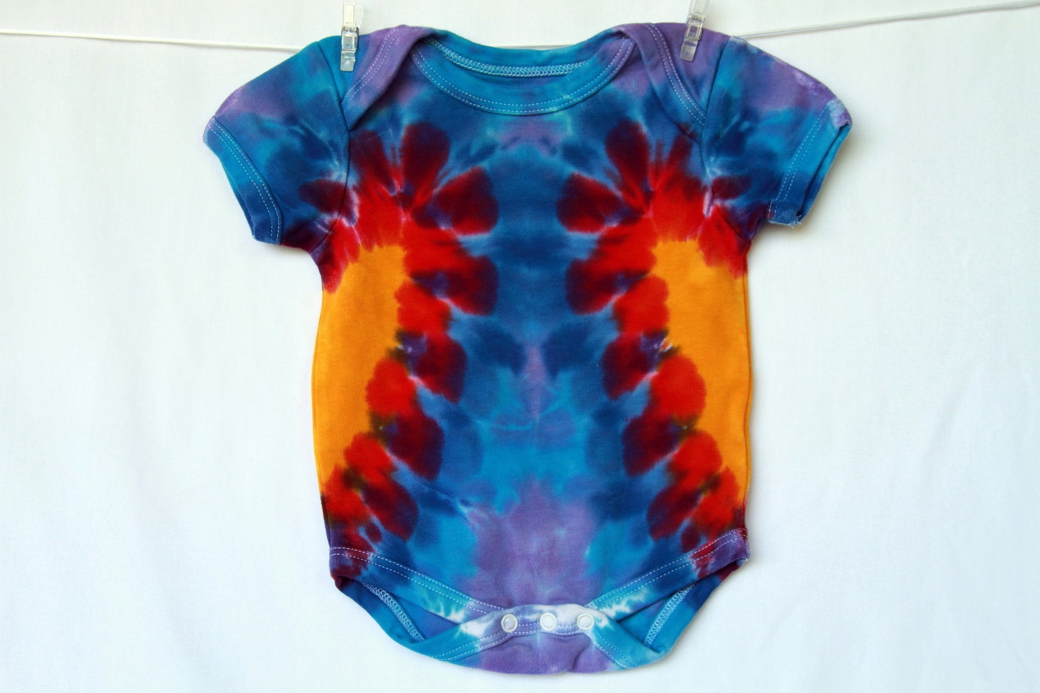 Organic Cotton Baby 3 Month Onesie Short Sleeve Blue Golden Yellow Fuchsia Comfortable AnnTheBaby