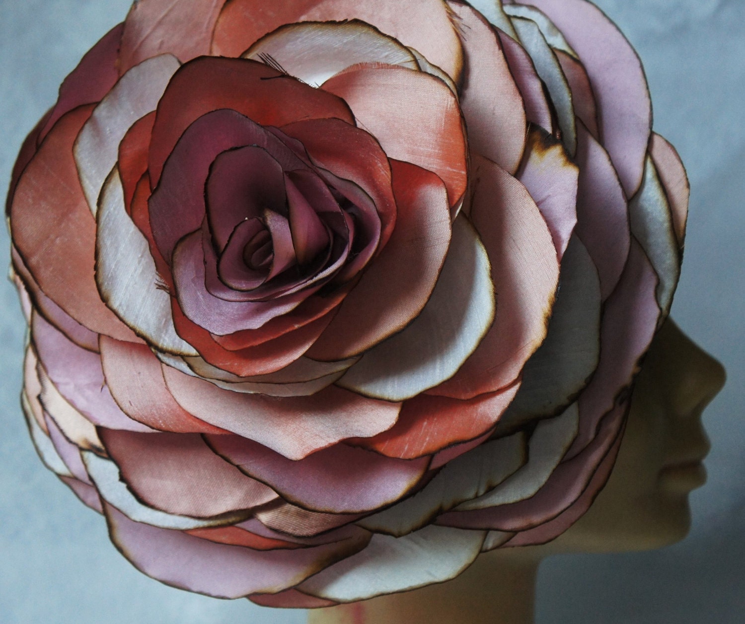 Giant pink silk wedding rose flower head piece/fascinator for a bride mother of the bride wedding guest or the races.