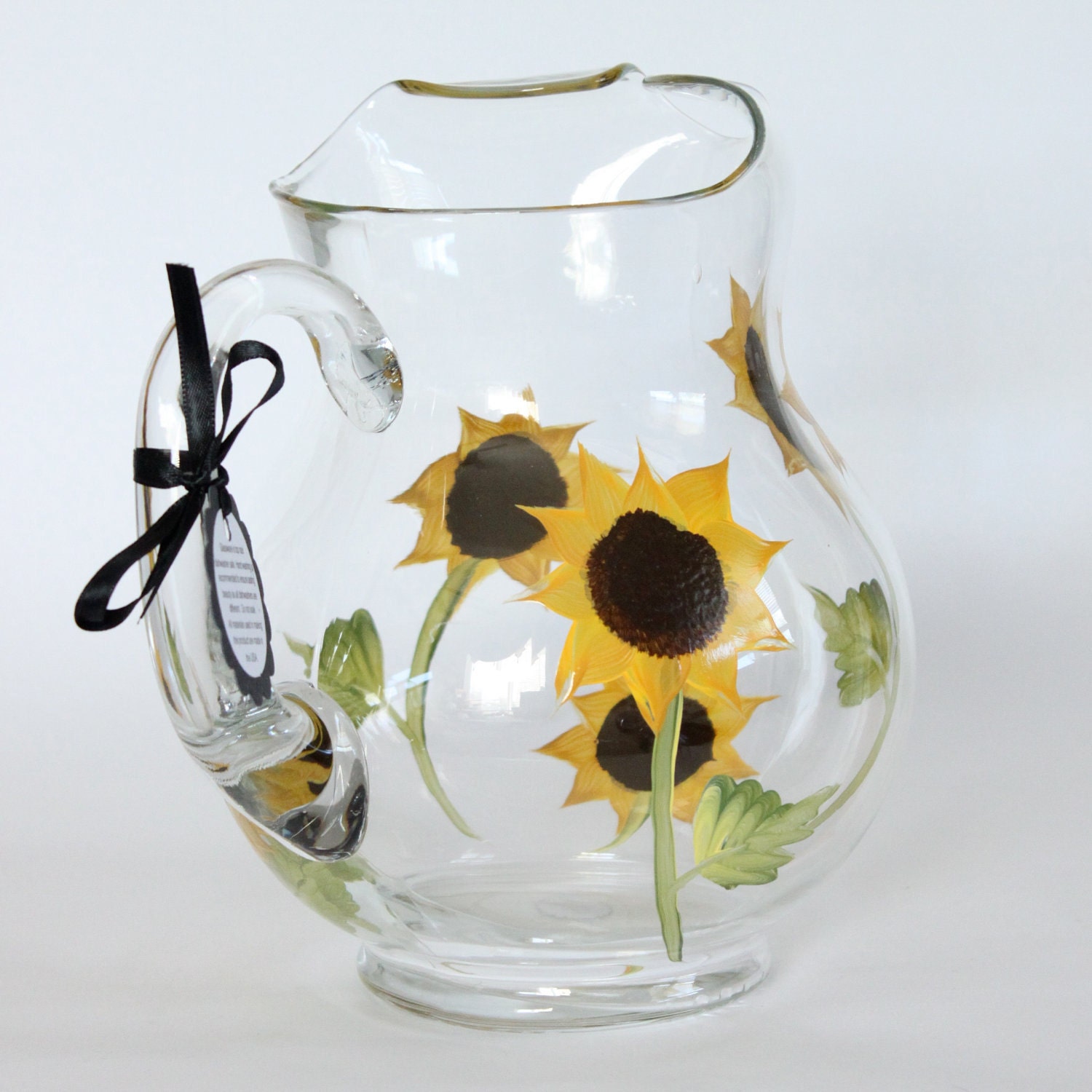 ON SALE - Sunflower pitcher - Hand painted and dishwasher safe