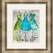 Print - Watercolor and Ink - Vintage Dress Painting - Vintage Aqua Trio - 10x13