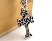 Celtic Cross charm necklace, Tierra Cast antiqued silver pewter, Druid, traditional historical Christian symbol, spirituality