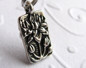 Lotus Flower charm necklace pendant, Tierra Cast antiqued silver pewter,  Zen Buddhist meditation charm, water lily, peace, tranquility