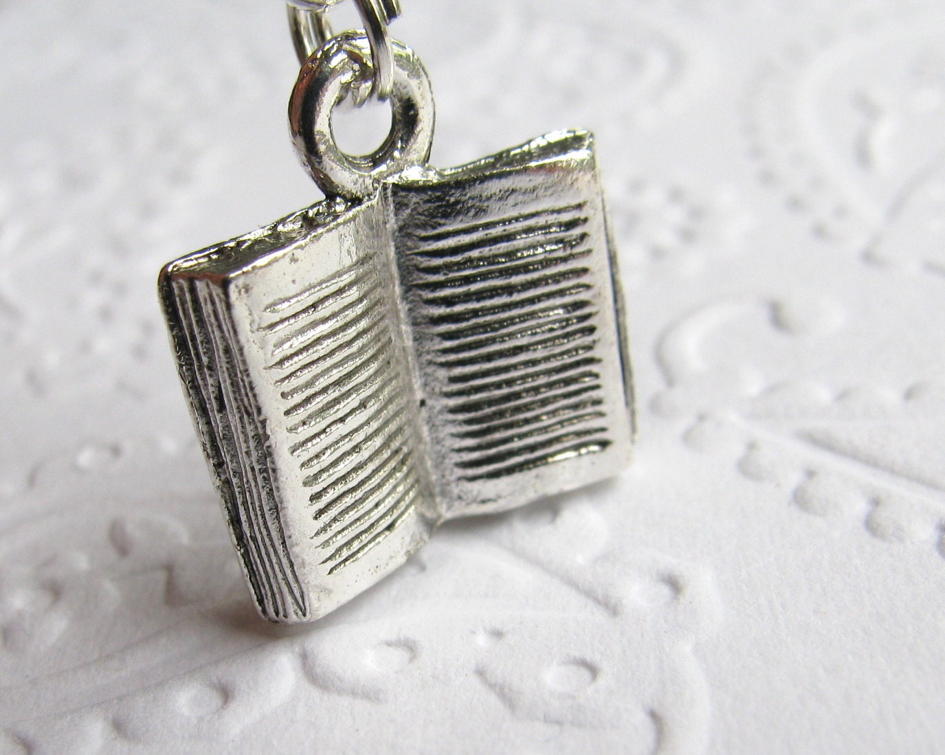 Librarian, author, reader charm necklace, Back to School, antiqued silver pewter book, reading, literacy tutor, english teacher, writer