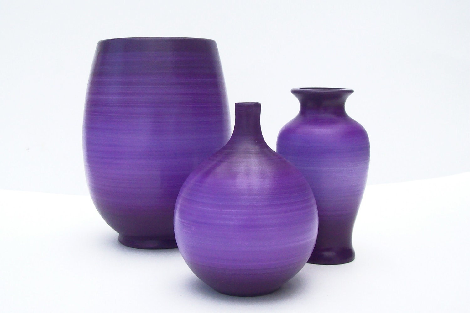 Violet Purple Ceramic Vase Set by TheHeadsCreation on Etsy