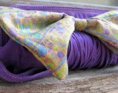 Purple Faux Suede Clutch with Vintage Oversized Silk Bow