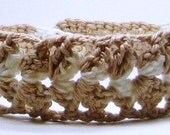 Crochet Lace Headband in Beige and Off White Cotton