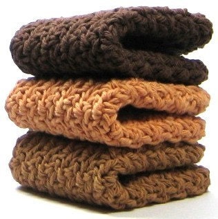 Cinnamon Coffee Dishcloths, Crochet Cotton Dish Cloths, Washcloths - Easy123