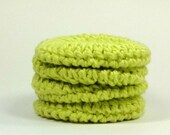 Lime Face Pads, Crochet Facial Round, Organic Cotton Washcloth, Lime Green Scrubby