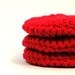 Crochet Facial Pads, Red Cotton Scrubbies, Reusable Make Up Removers