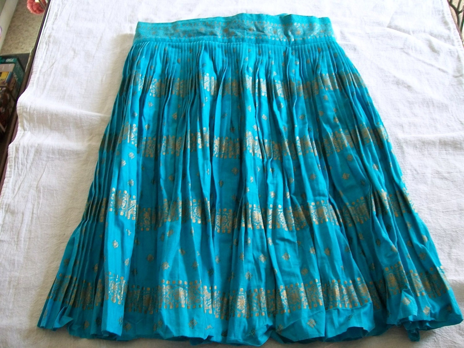 Vintage Half Apron. Pleated Apron, Blue Aprons