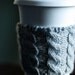 Cable Knit Coffee Cozy - Heather Gray