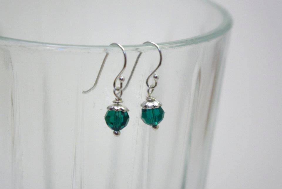 Green Swarovski Drop Earrings