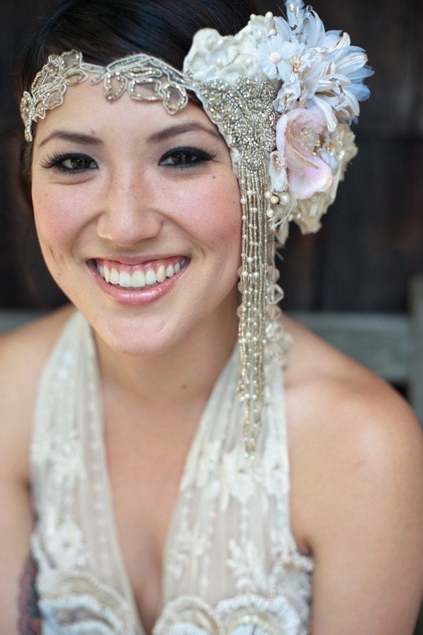 The ALANA Headdress- Custom Made luxe Headband Headdress with Vintage Elements. Fit for a queen.
