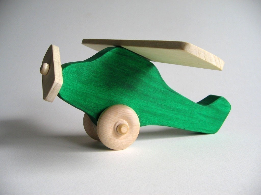 Green Wooden Airplane