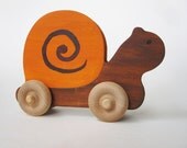 Wood toy- Snail Push Toy- Waldorf- Eco-friendly