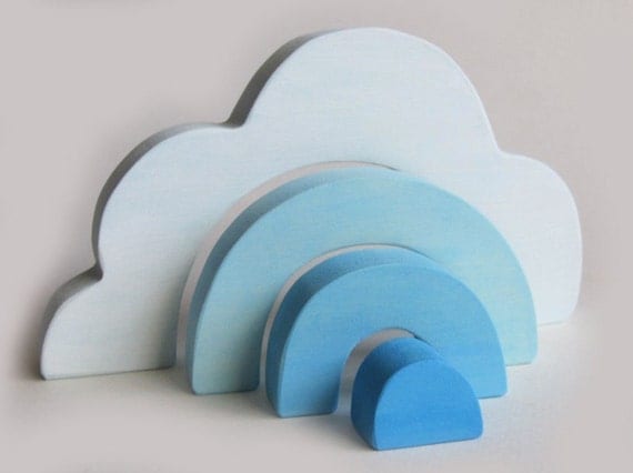 Wooden Cloud Stacker- Waldorf Toy- Eco-friendly