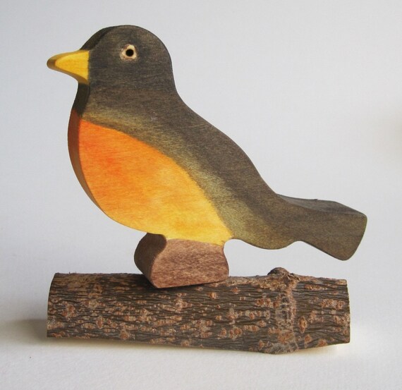 Wooden Robin Toy- Waldorf Nature Table- Spring