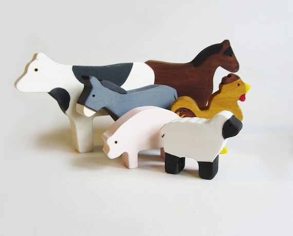 Wooden Farm Animals- Waldorf Eco Friendly Toy Set-