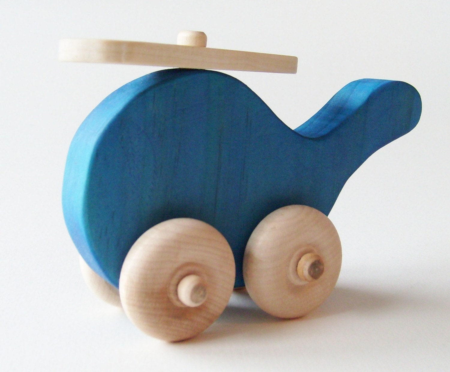 Wooden helicopter- Blue- Waldorf toy