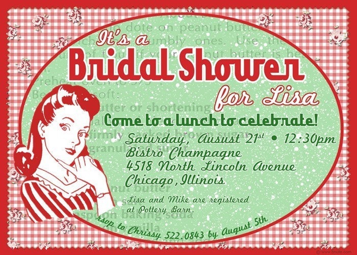 Nifty 50's Bridal Shower, Baby Shower, Birthday Party Invitations