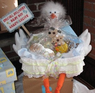 BABY SHOWER STORK Basket Decorations not a diaper by craftylady024