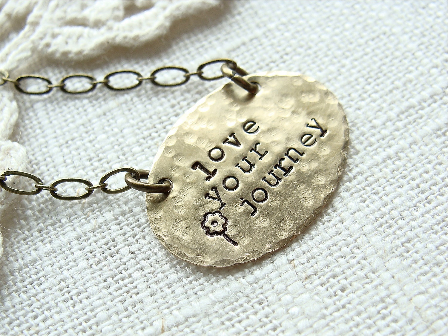 Love Your Journey. Antique Brass Hand Stamped Inspiration Necklace. Graduation Gift. Dainty And Simple.